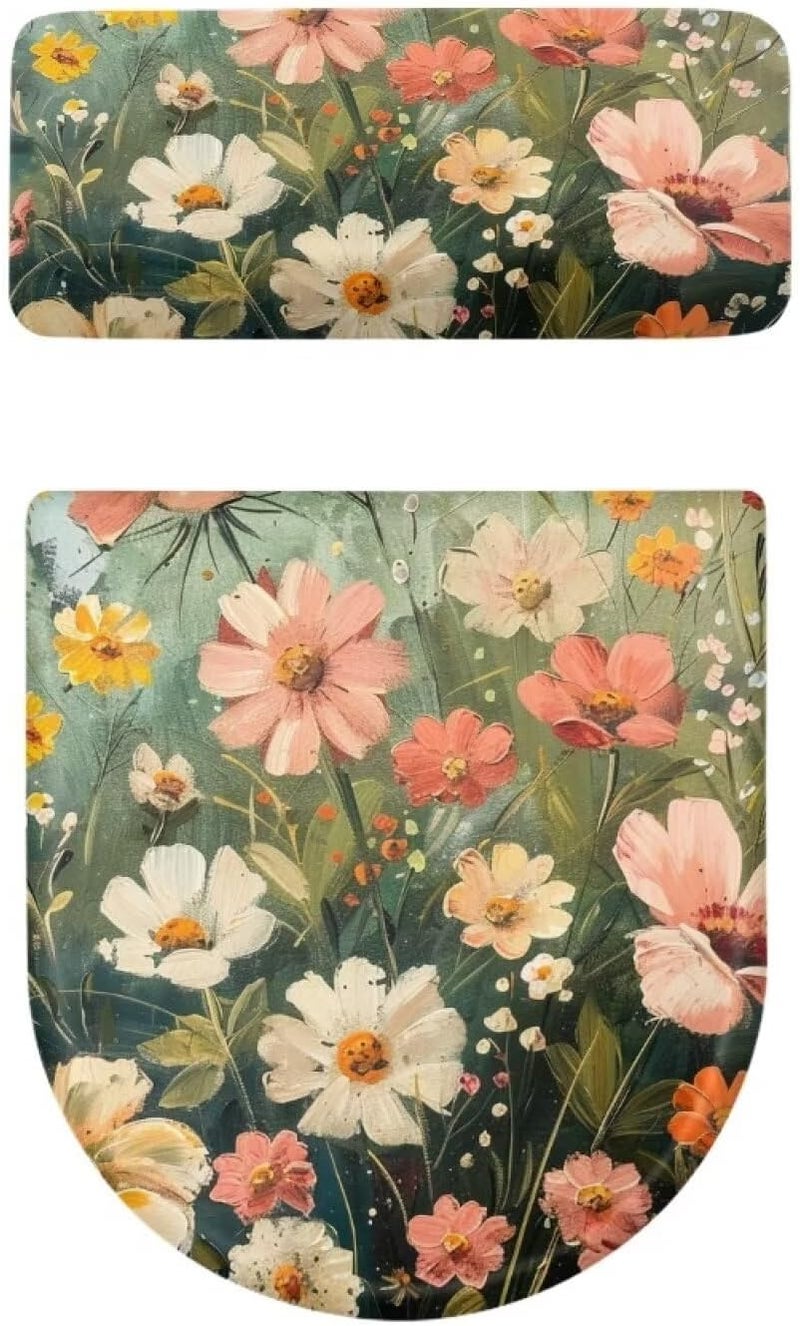 Flashideas Floral Print Bathroom Toilet Lid Covers and Tank Cover Set Super Soft Toilet Tank Cover Seat Covers Toilet Lid Cover Set for Bathroom Decor Easy to Clean - Image 5